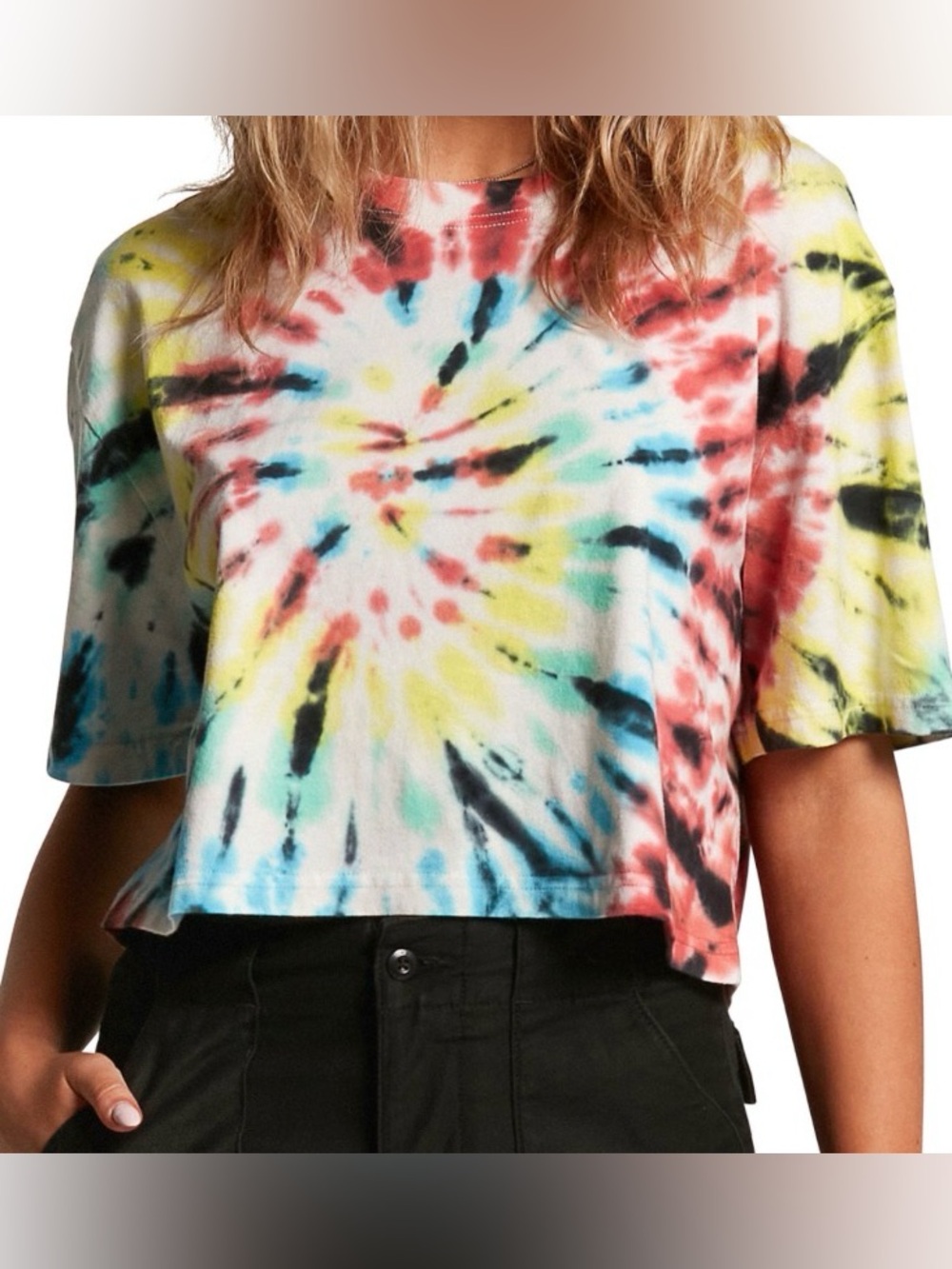 Volcom Galactic Stone Tie Dye Crop T-Shirt | Size S